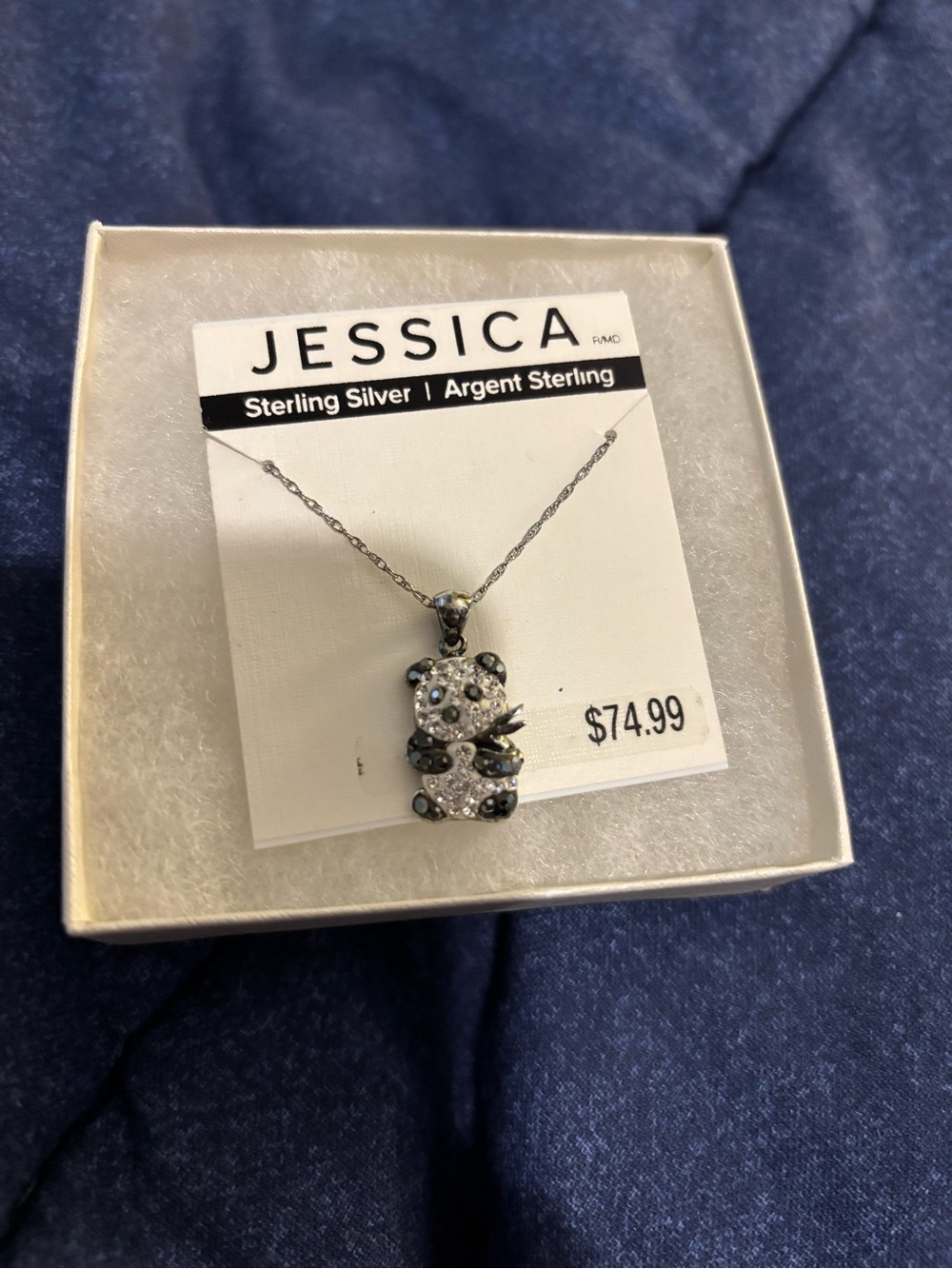 Jessica Sterling Silver Panda Pendant Necklace - Silver and Black Accents